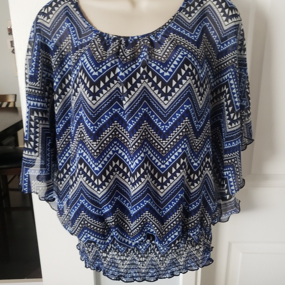 Multi colored wing sleeve Blouse